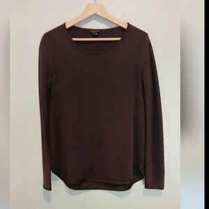 Theory Long Sleeve Tunic Blouse Deep Purple Boat Neck Size Small